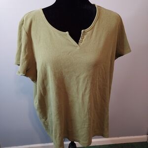 Essentials By Maggie Stretch Size 18/20W Green Ribbed Shirt